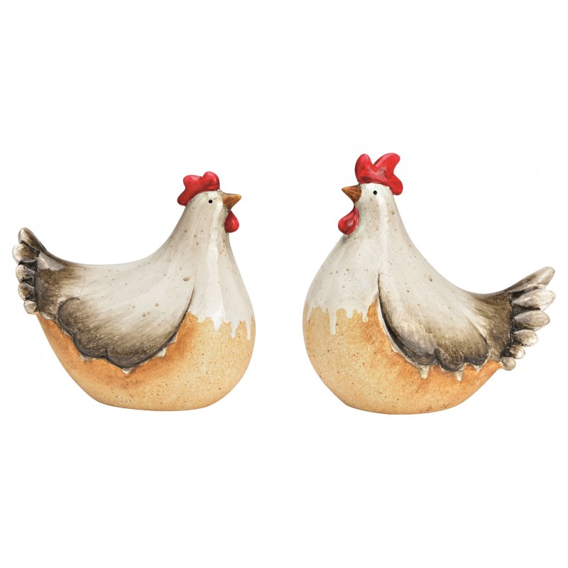 8108 Hahn und Huhn aus Tonerde