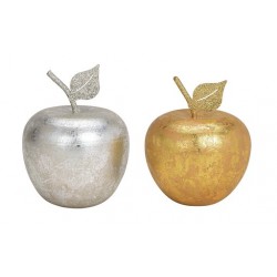 5373A Set cadeaux avec déco pomme en bois argent et dorée et 100g de thé