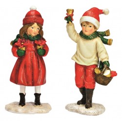 1299 Winterkind mit Blumen aus Steinharz