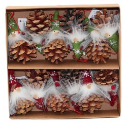 1317 Set mit 12 Wichtel auf Tannenzapfen