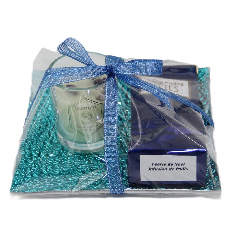 3427F Set cadeaux avec 50g de thé et bougie parfumée