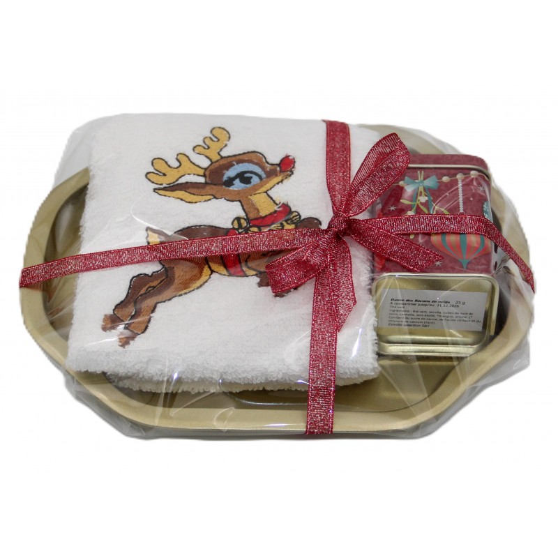 1892 Set cadeaux avec linge pour les mains et 25g de thé