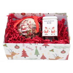 7645B Boîte cadeaux avec boule de Noël et thé