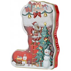 1933 Metalldose Weihnachtsstiefel mit Schokolade