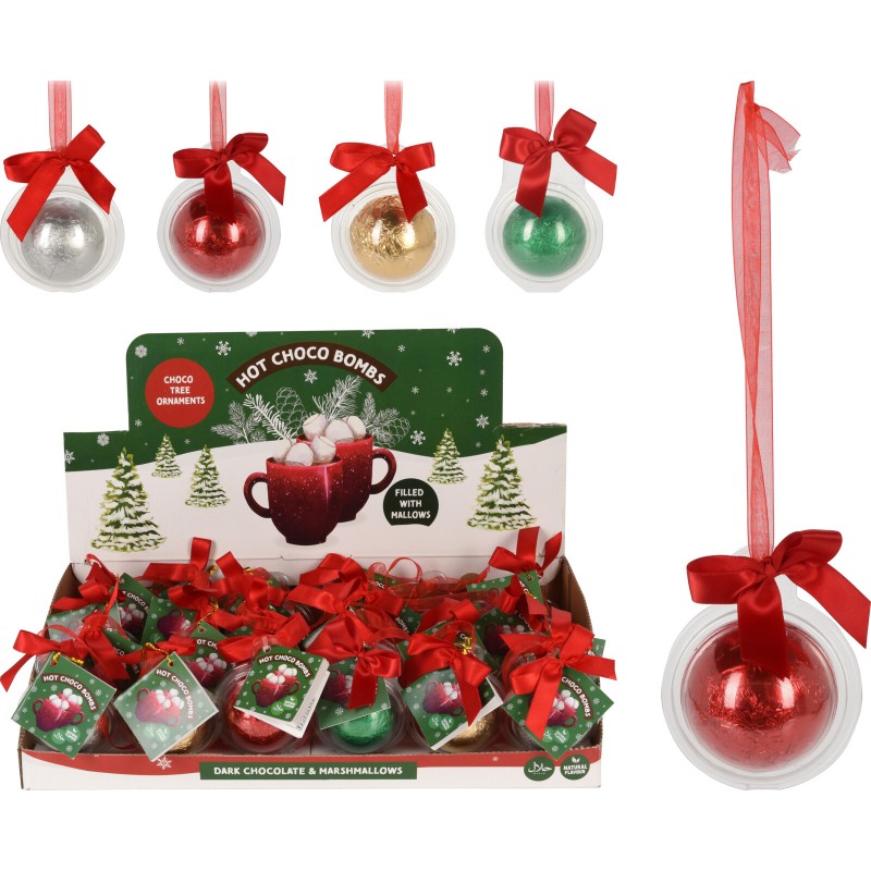 1935 Weihnachtskugel mit Schokoladenbombe und mini Marshmallows für heisse Schokolade