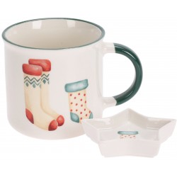 2018 Set mit Tasse und Sternenteller aus Porzellan