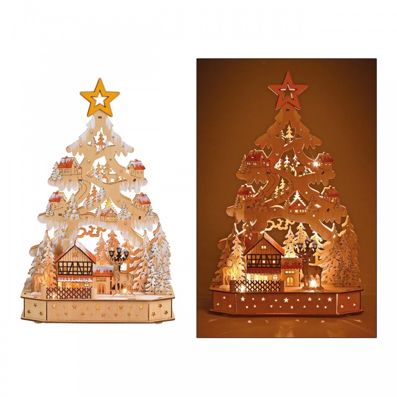 2054 Arbre arc en bois de tilleul avec LED 