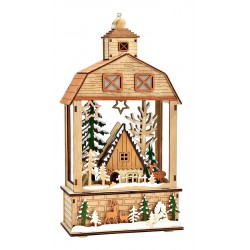 2093 Lanterne maison en bois avec LED