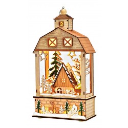 2093 Holzlaterne Haus mit LED