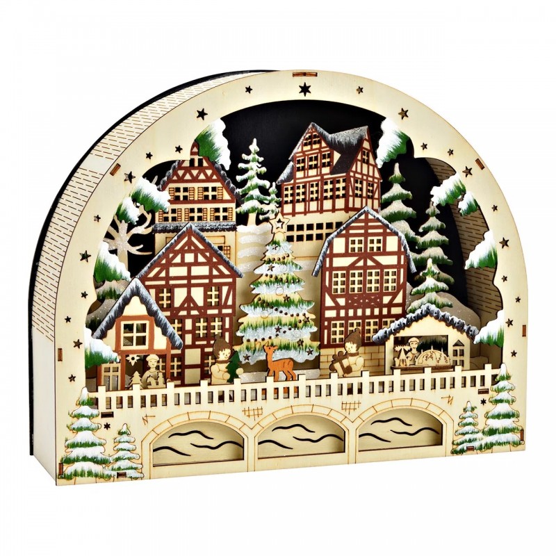 2095 Winterszene aus Holz mit LED
