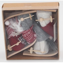 1318 Set mit 4 Wichtel auf Ski