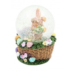 1580 Schneekugel mit Hase im Korb