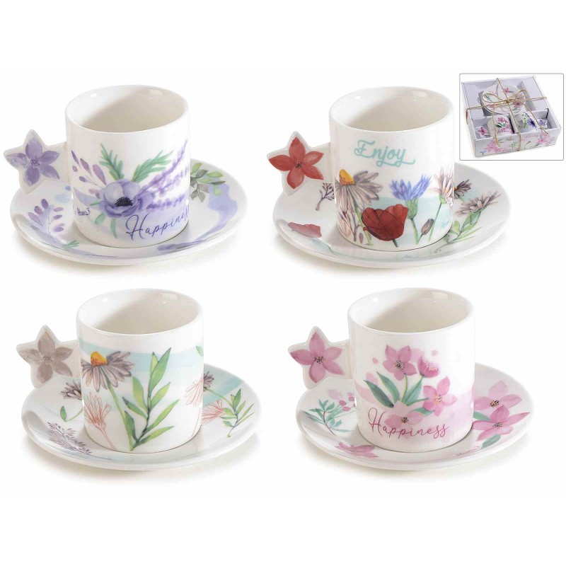 2366 Set avec 2 tasses et soucoupes en porcelaine