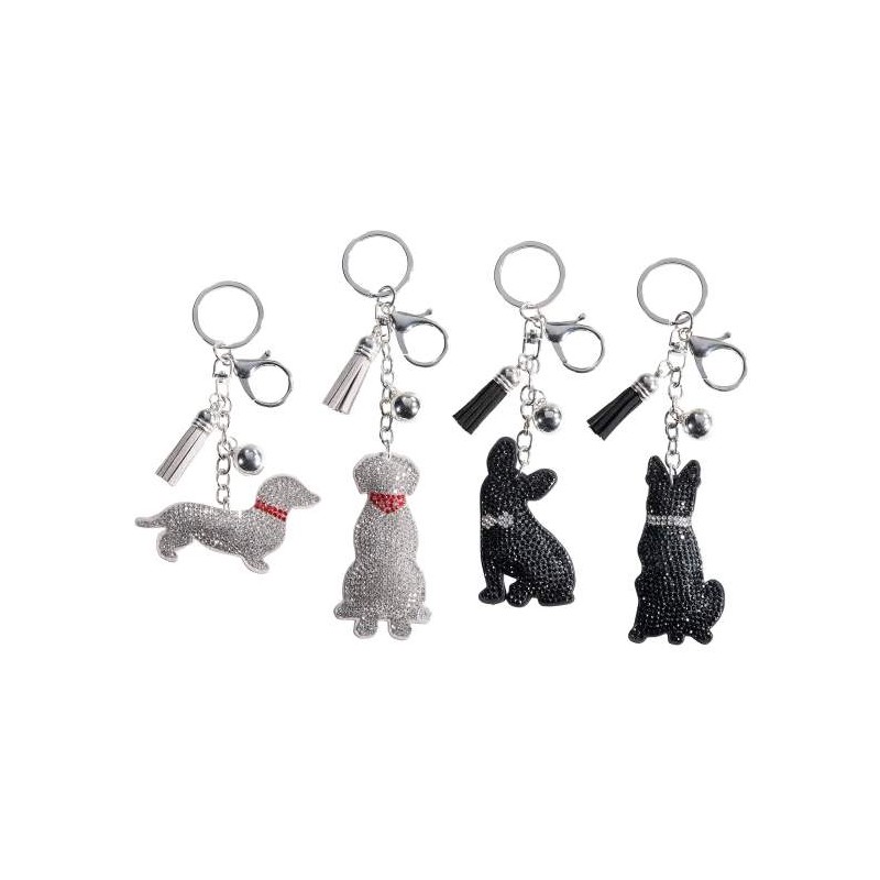 2382 Schlüsselanhänger aus Strass Katzen, Hunde und Autos