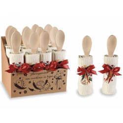 2388 Geschirrtuch mit Kochlöffel aus Holz