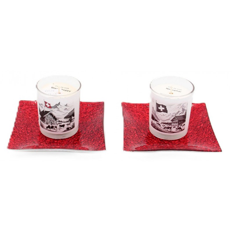 8122G Bougie parfumée avec la cire de soja avec assiette en verre