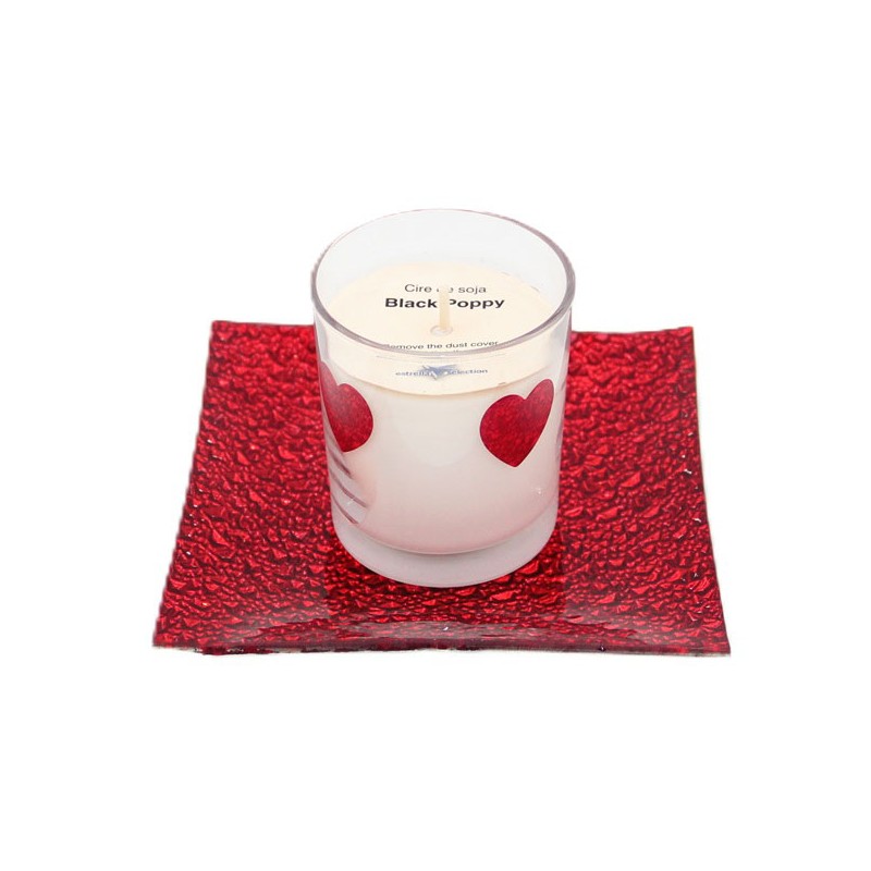 8122L Bougie parfumée à la cire de soja avec assiette en verre