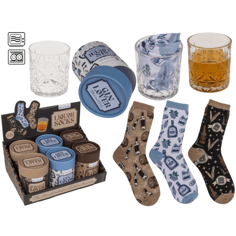 2455 Herrengeschenkset mit Whisy Glas und ein paar Socken