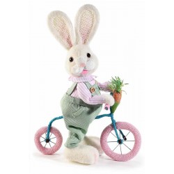 1524 Lapin de Pâques en paille avec vélo