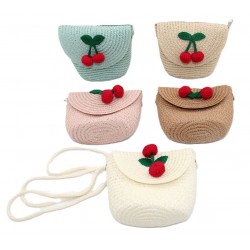 2543 Sac à main pour fille en paille avec cerises
