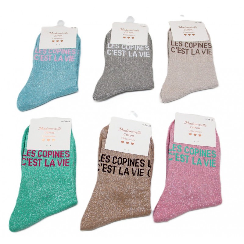 2572 Chaussettes \"les copines c\'est la vie\"