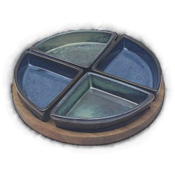 2592 Apéro set en céramique et bois