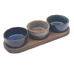 2591 Apéro set en céramique et bois