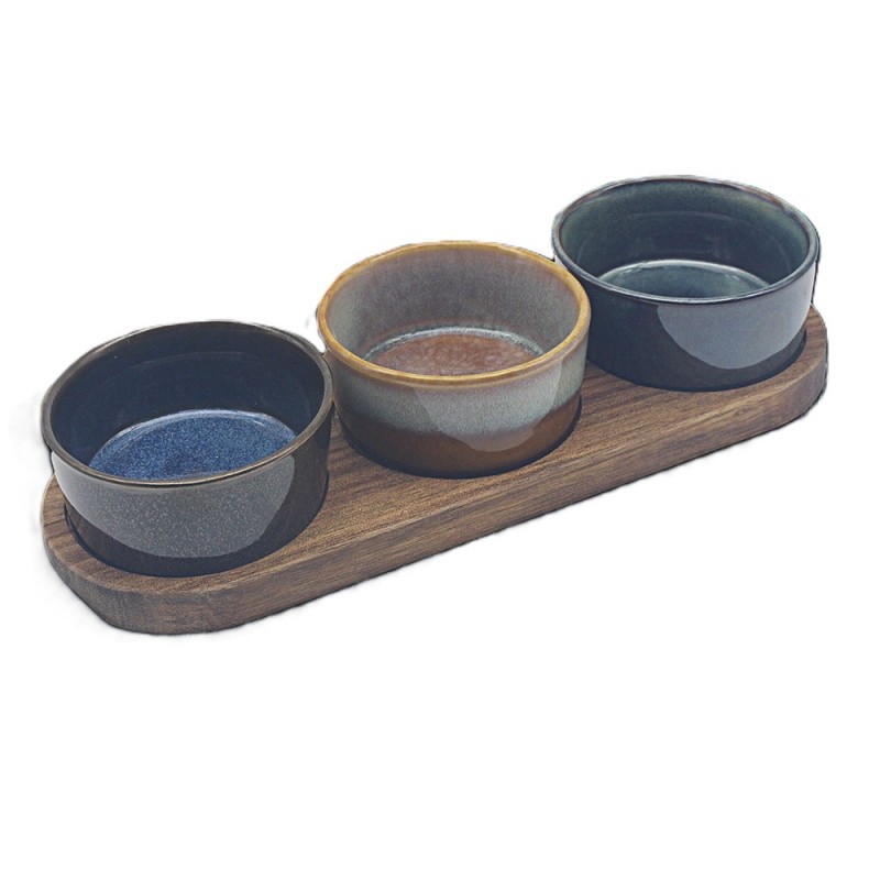 2591 Apero Set aus Keramik und Holz