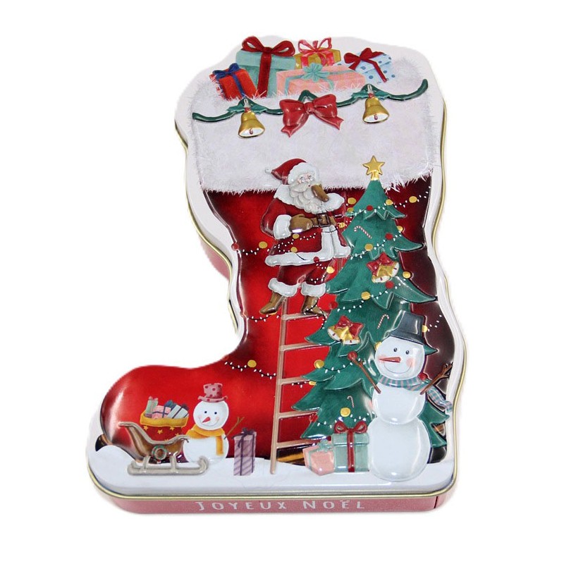 1933A Boîte en métal botte de Noël avec nounours pour thé