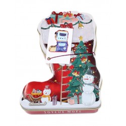 1933B Metalldose mit Weihnachtsstiefel