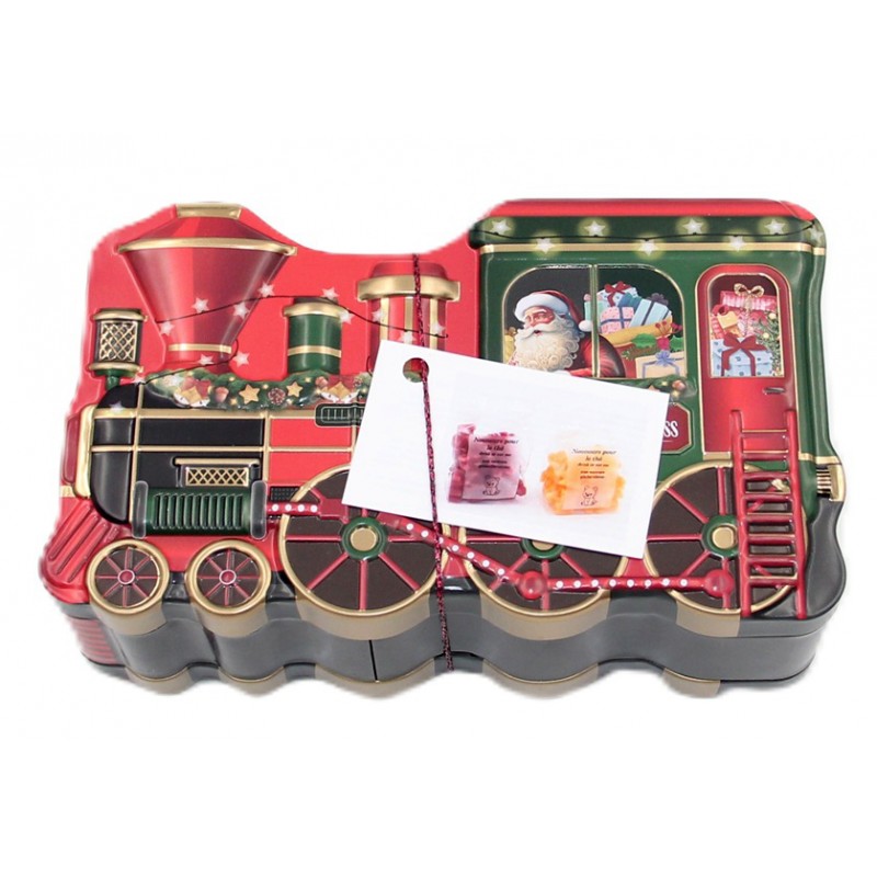 1934C Boîte en métal train de Noël avec nounours pour le thé