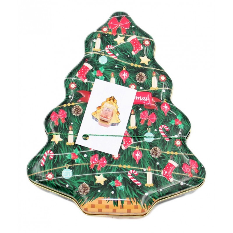 1931C Boîte en métall sapin de Noël avec nounours pour le thé