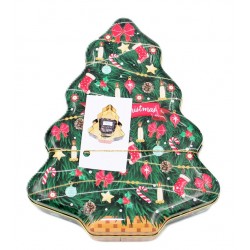 1931D Boîte en métall sapin ded Noël avec sachet de thé