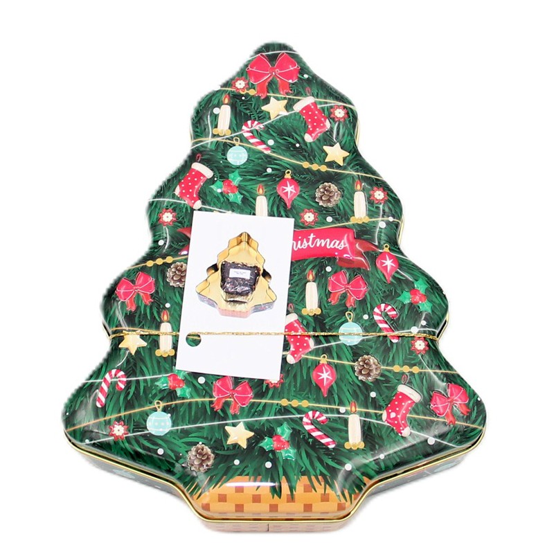 1931D Boîte en métall sapin ded Noël avec sachet de thé
