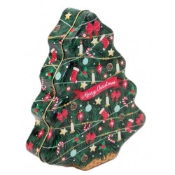 1931D Boîte en métall sapin ded Noël avec sachet de thé