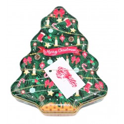 1931A Boîte en métal sapin de Noël avec sucre d'orge