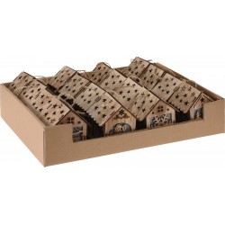 2785 Pendentif maison en paulownia bois et LED