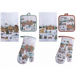 2724 Weihnachtsensembre mit Küchenhandschuh, Topflappen und Geschirrtuch