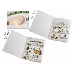 2834 Carte de voeux de Noël en 3D avec musique, lumière et enveloppe