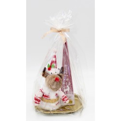 2143A Set cadeaux avec bougie pyramide et déco élan