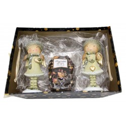 2068A Set cadeaux avec sachet de thé et déco anges