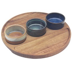 3073 Apéro set en bois et céramique