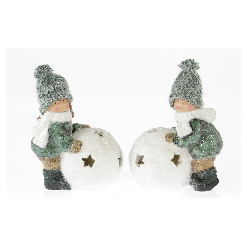 7608 LED Winterkind mi Kugel aus Kunsttharz
